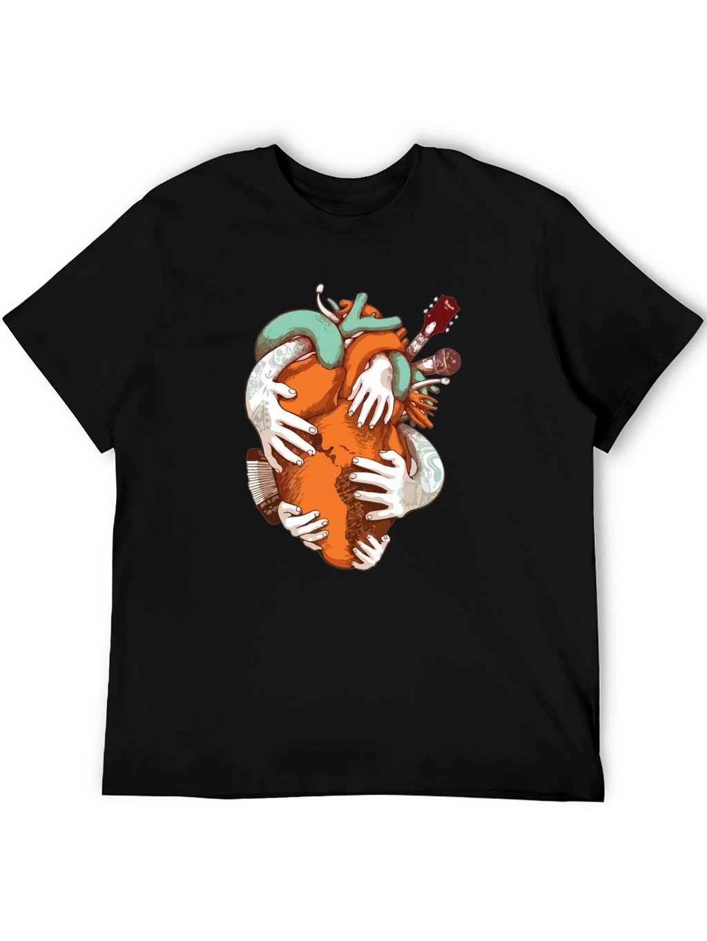 Heart & Music Graphic Tee - Black