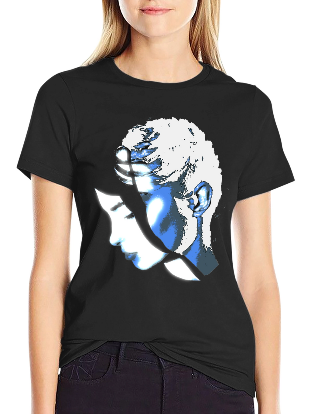 Abstract Woman Graphic Black T-Shirt