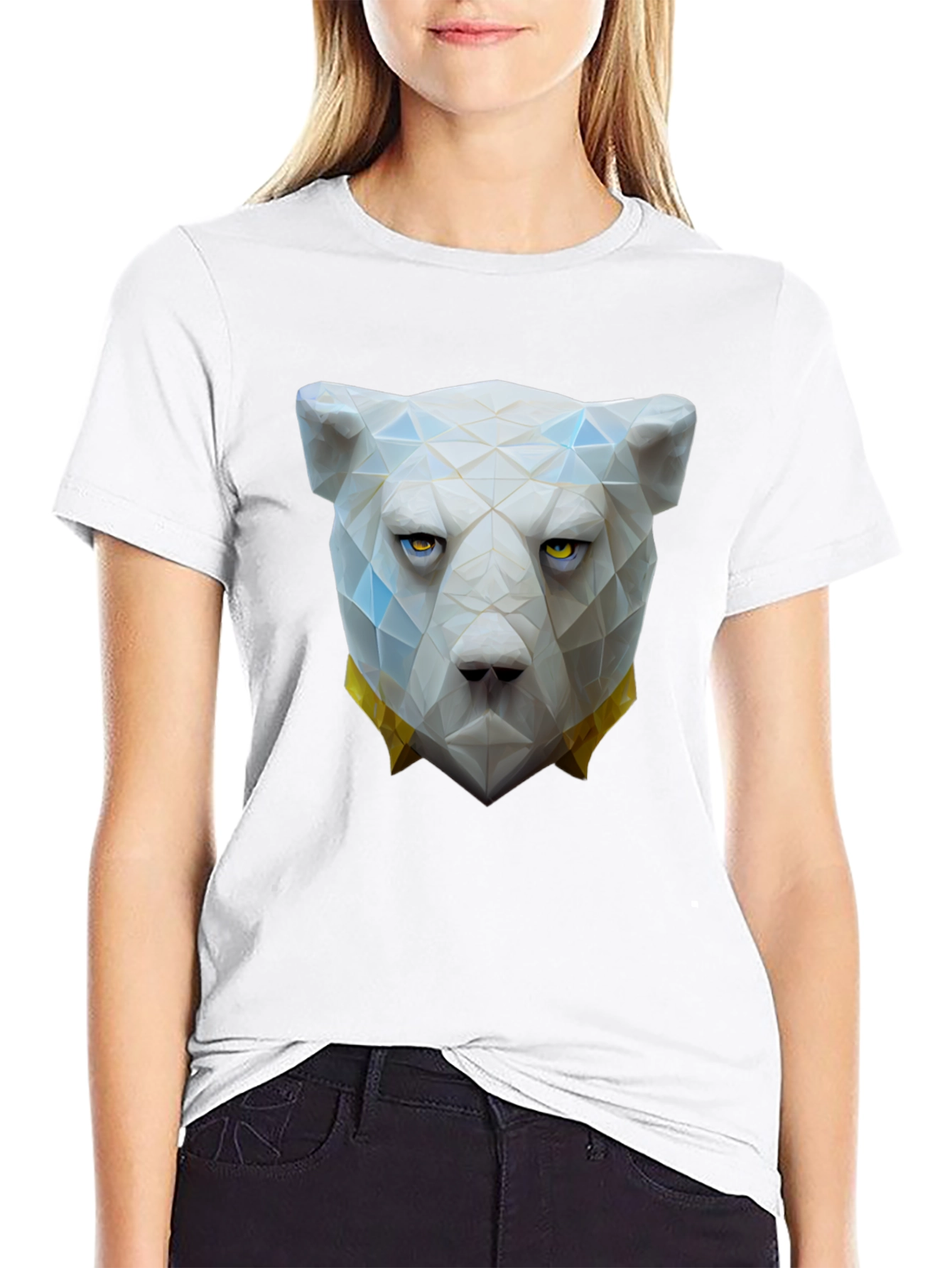 Geometric Polar Bear Graphic Tee - Unique Design