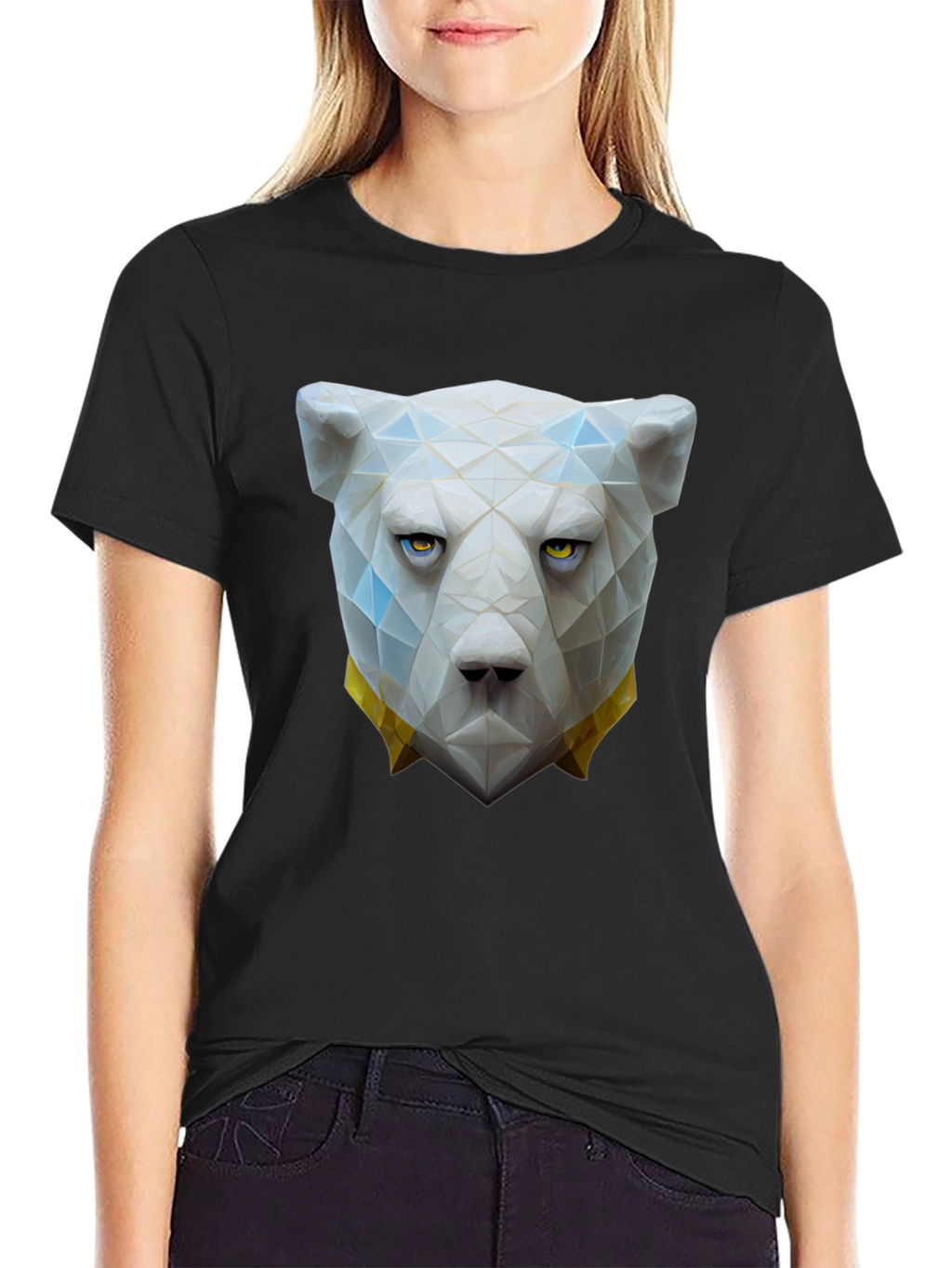Geometric Polar Bear Graphic Tee - Unique Design