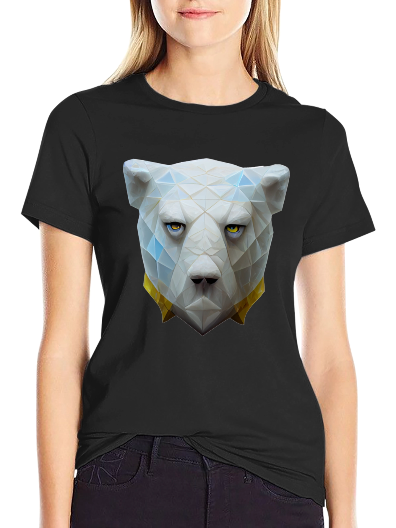 Geometric Polar Bear Graphic Tee - Unique Design