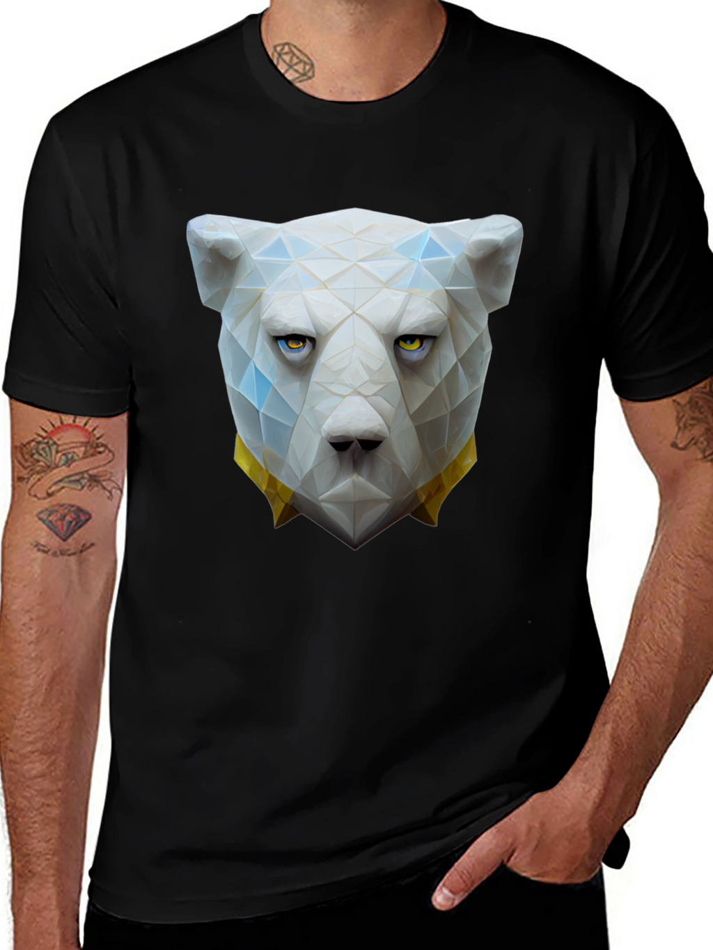 Geometric Polar Bear Graphic Tee - Unique Design