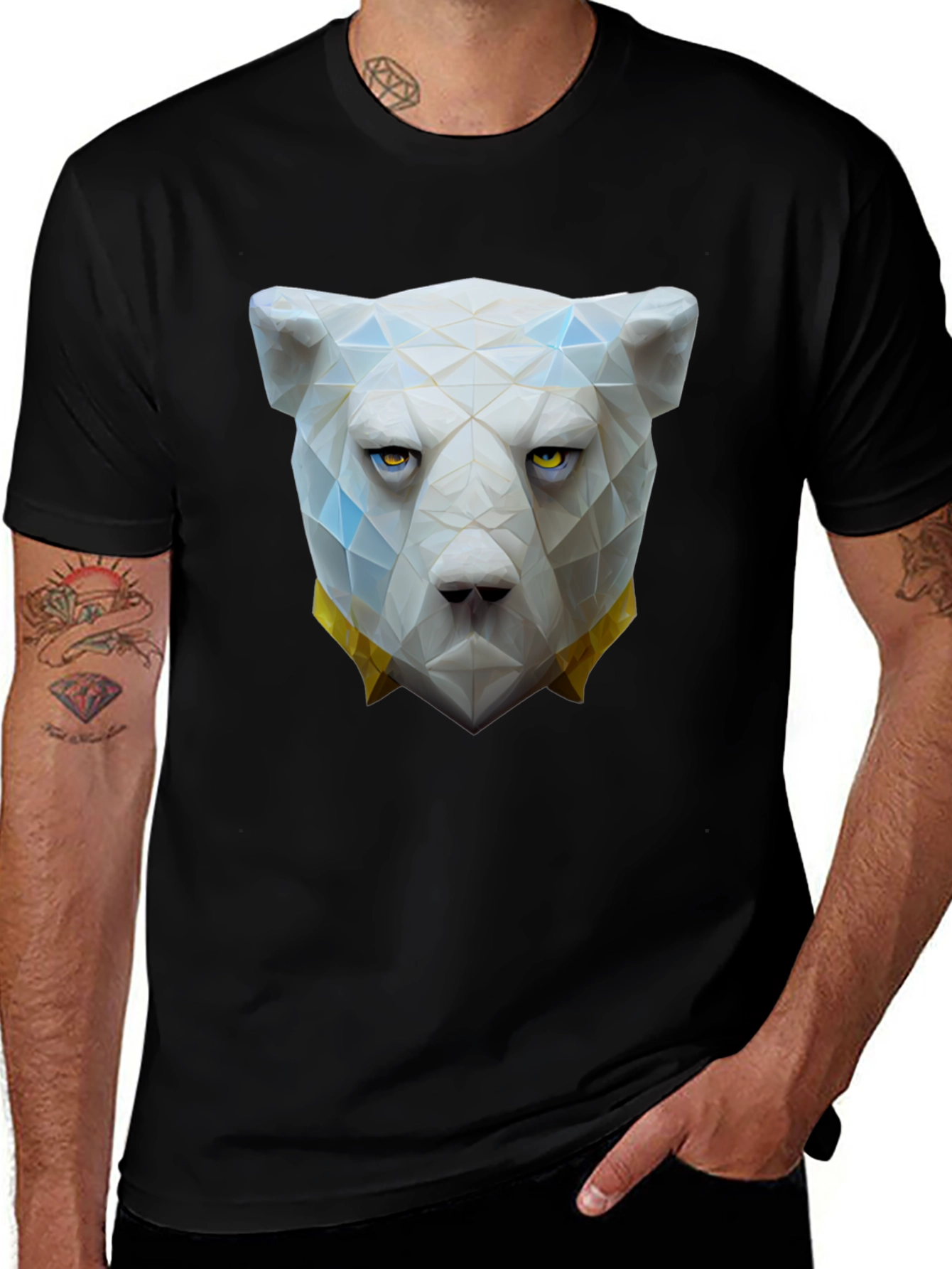 Geometric Polar Bear Graphic Tee - Unique Design