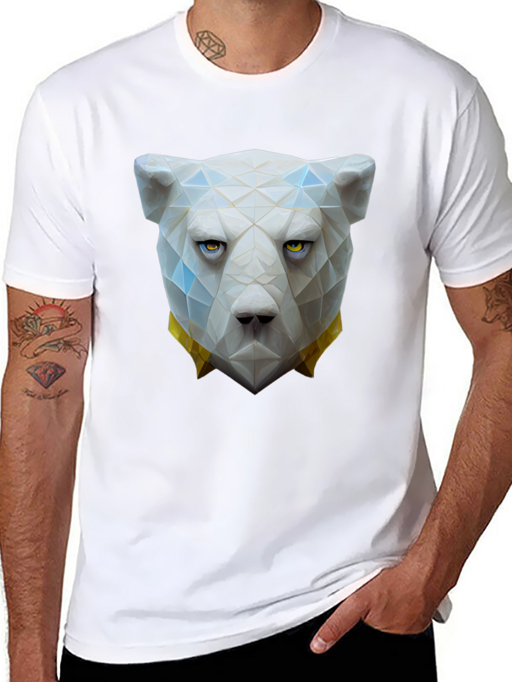 Geometric Polar Bear Graphic Tee - Unique Design