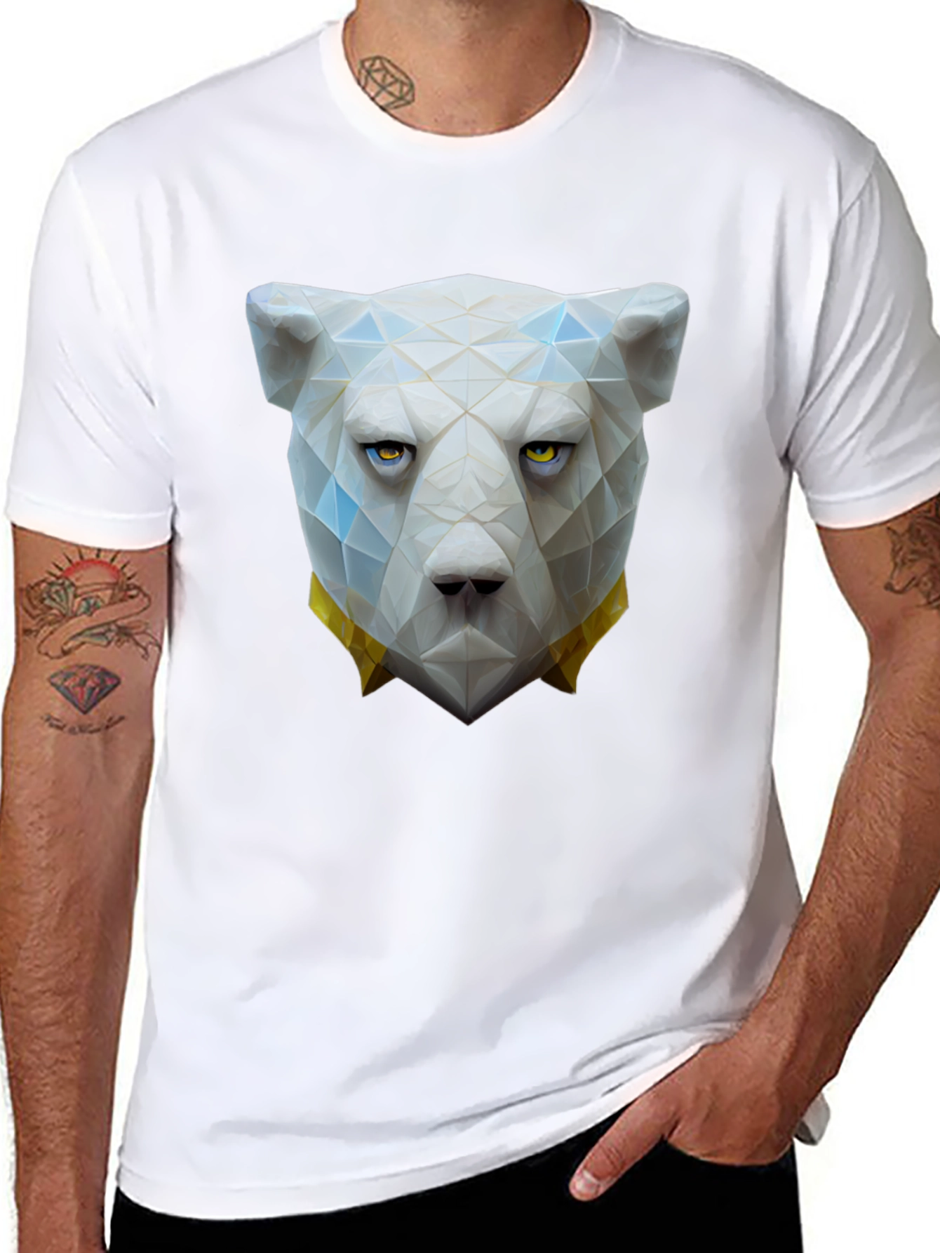 Geometric Polar Bear Graphic Tee - Unique Design