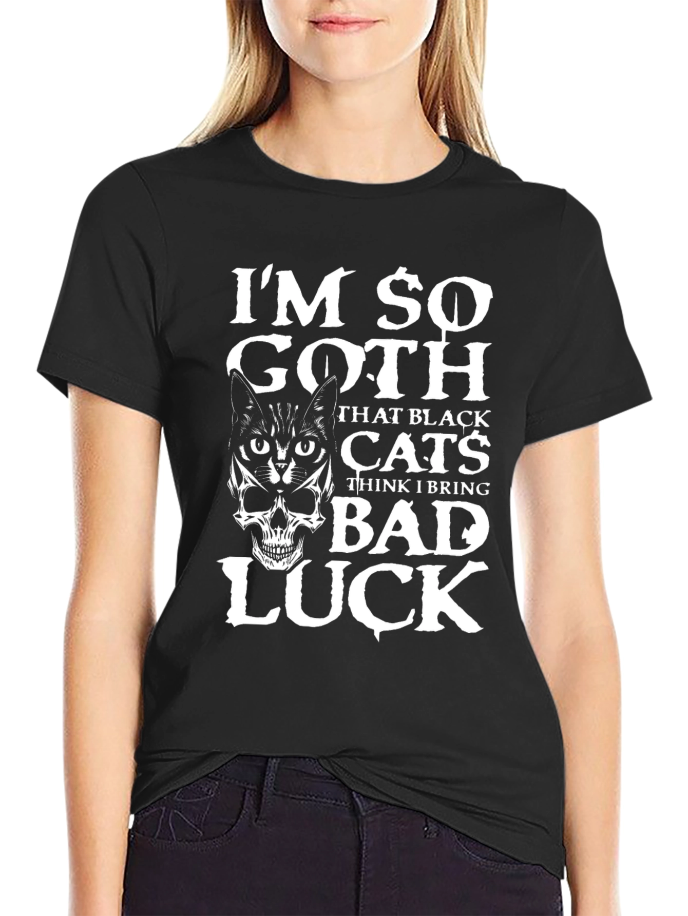 Im So Goth Black Cat & Skull Graphic T-Shirt
