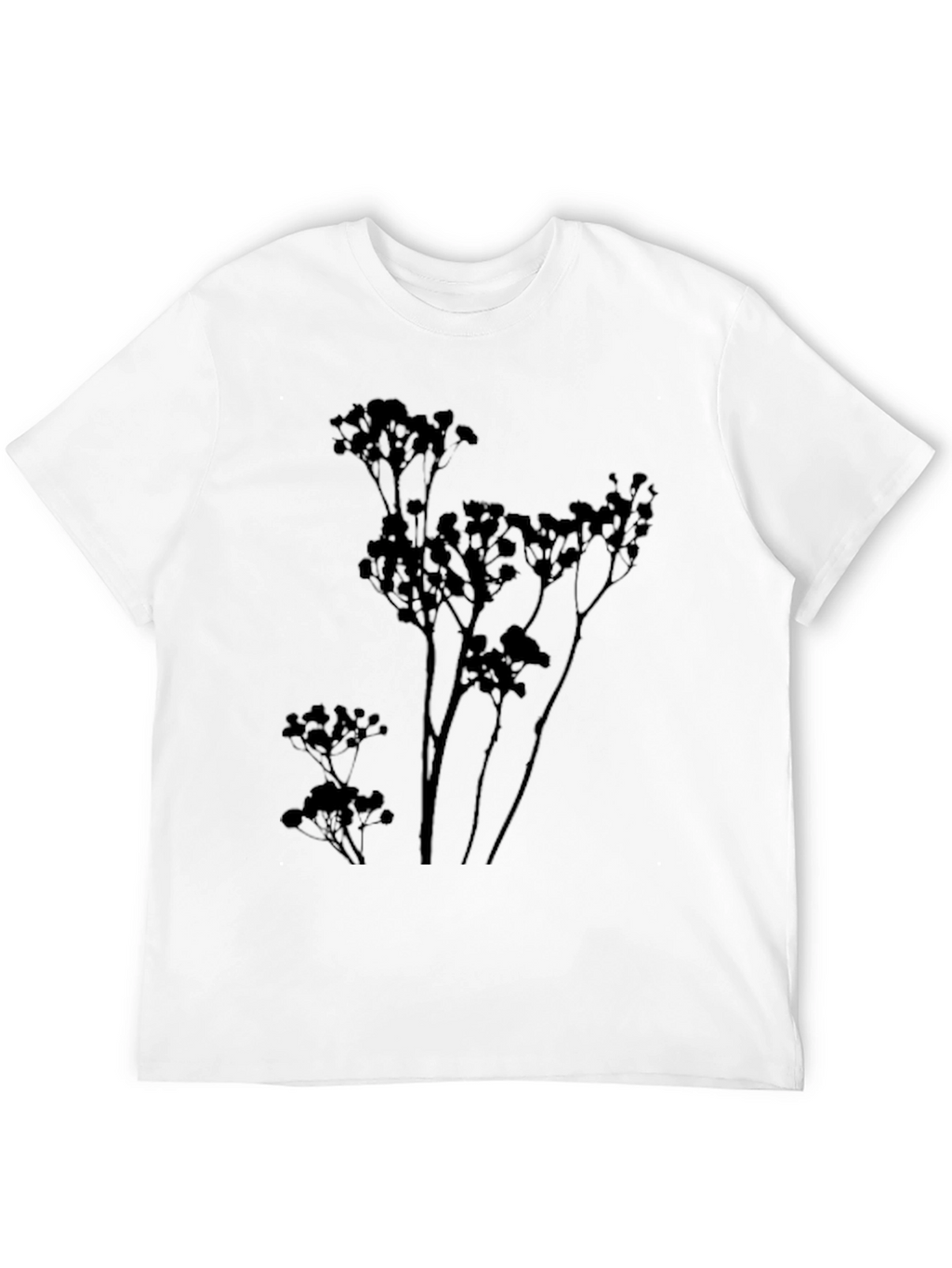 Mens Black T-Shirt with Botanical Silhouette Design