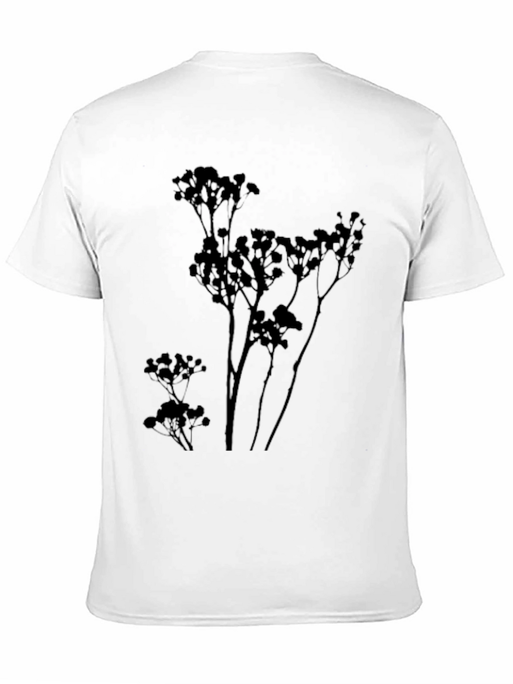 Mens Black T-Shirt with Botanical Silhouette Design