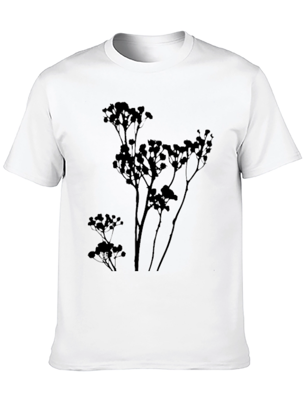 Mens Black T-Shirt with Botanical Silhouette Design