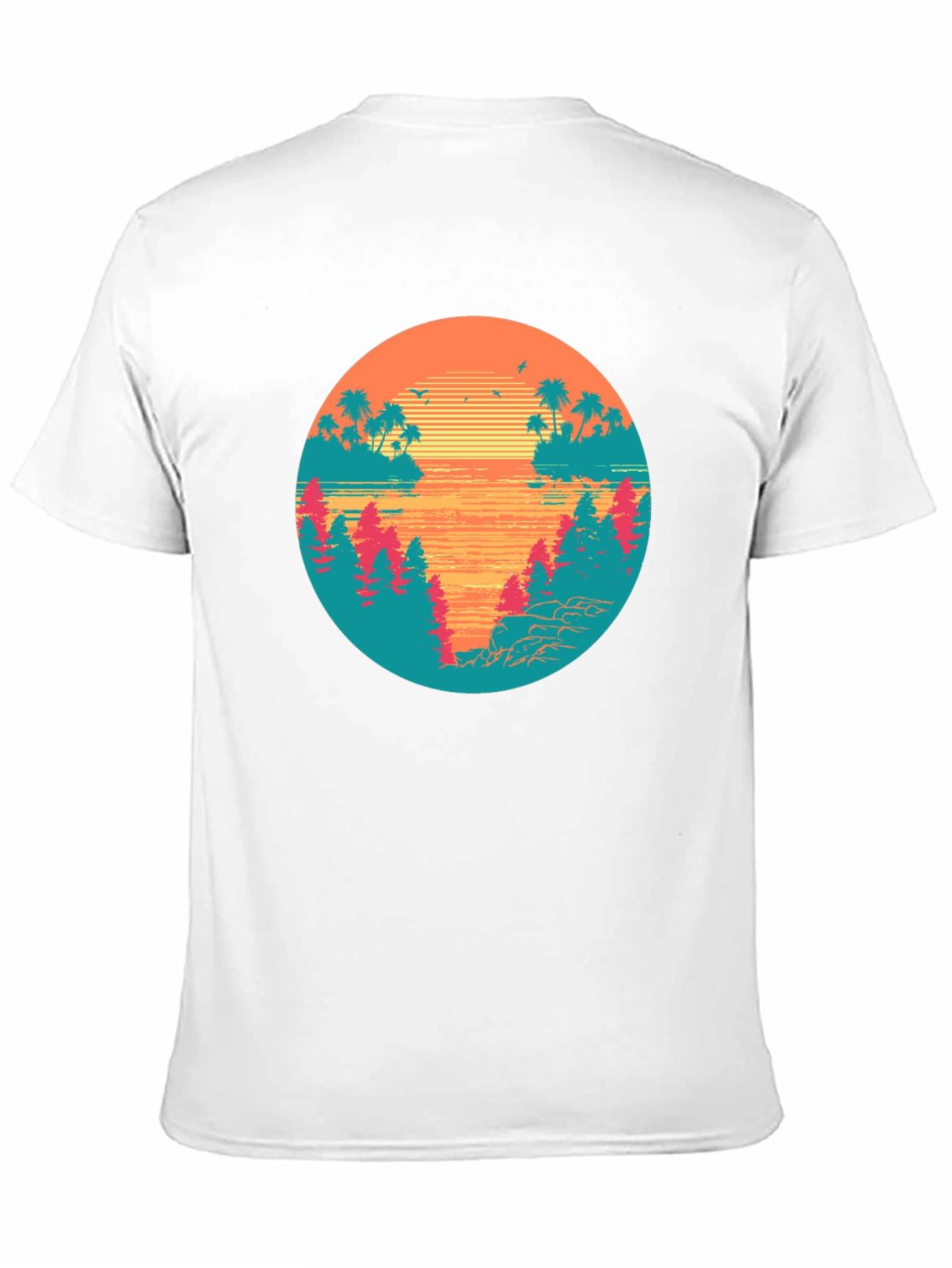 Retro Sunset Graphic Tee - Tropical Palm Tree Island T-Shirt