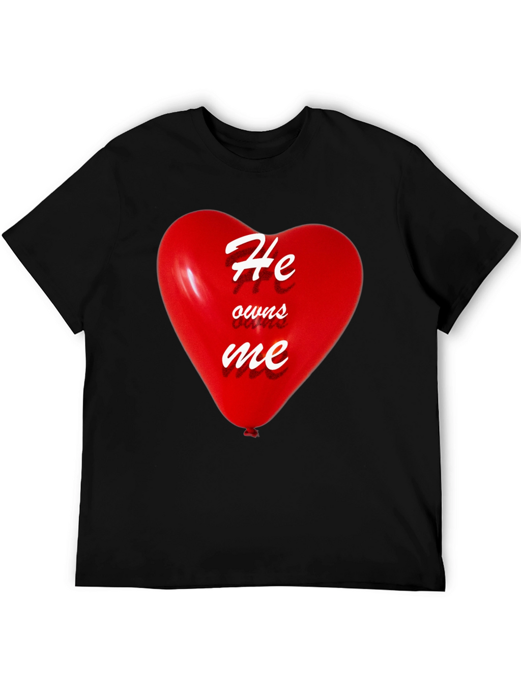 He Owns Me Heart Balloon Black T-Shirt