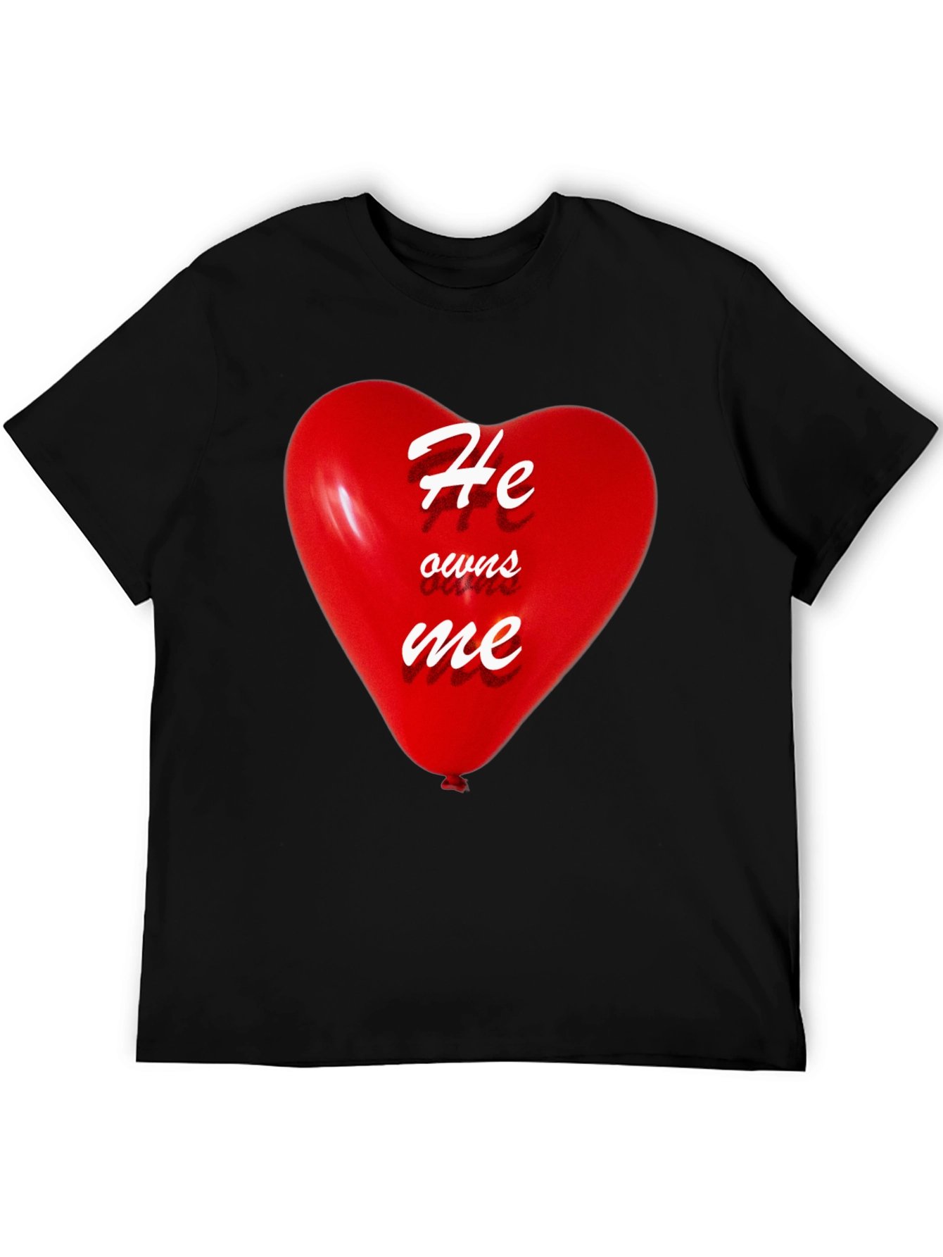 He Owns Me Heart Balloon Black T-Shirt