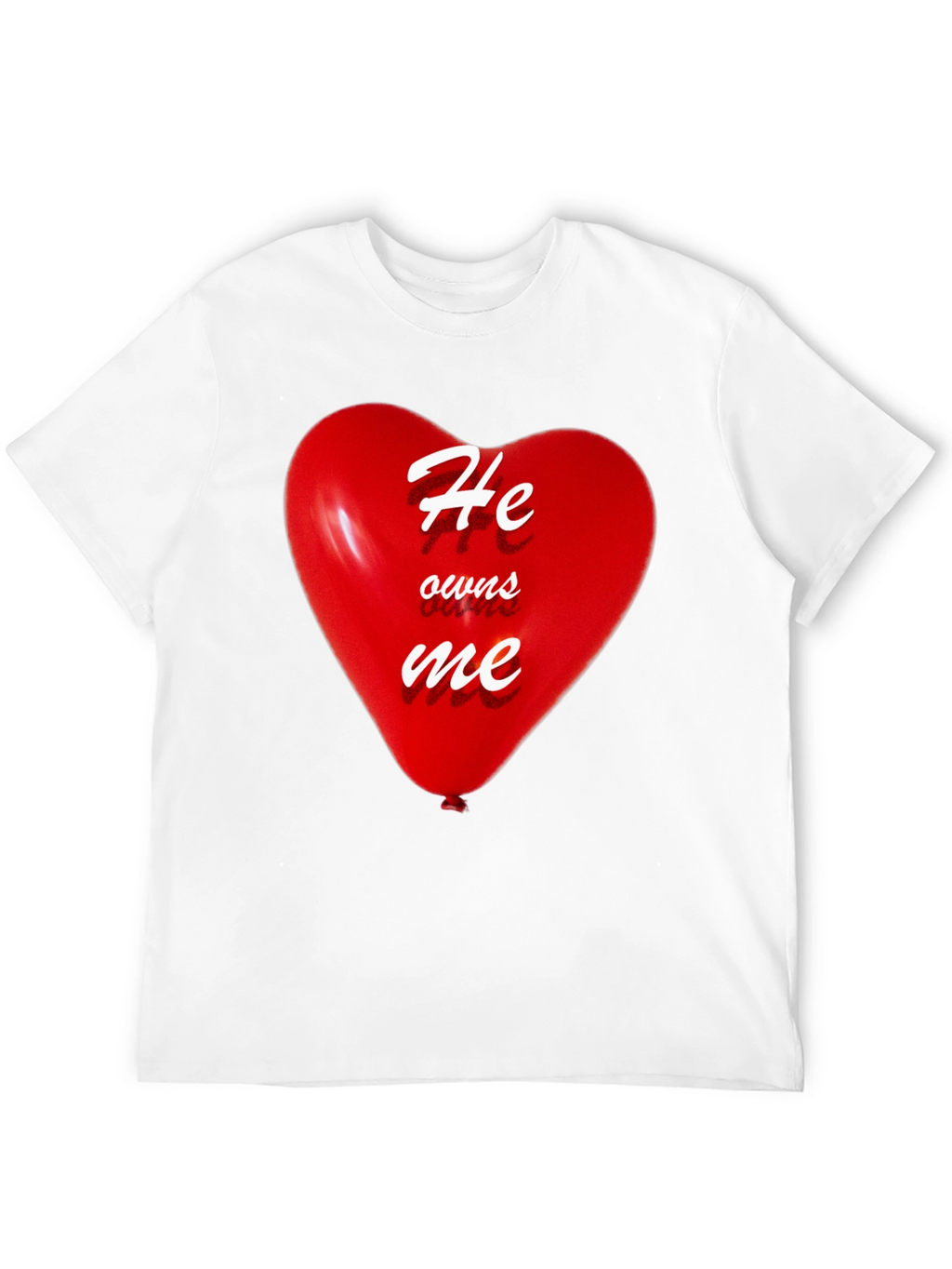 He Owns Me Heart Balloon Black T-Shirt