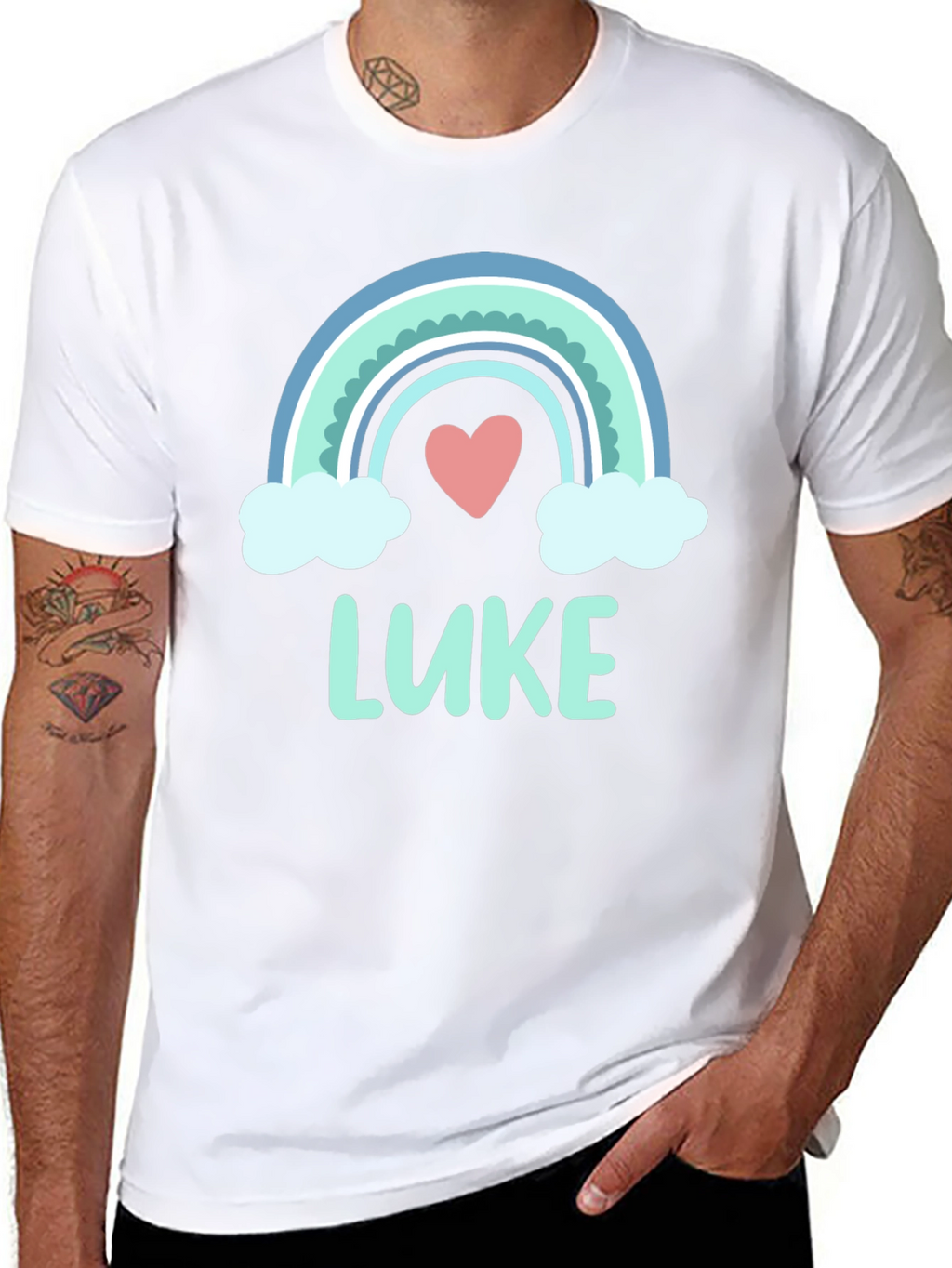 Rainbow Luke Heart Graphic Tee - Trendy Casual Shirt