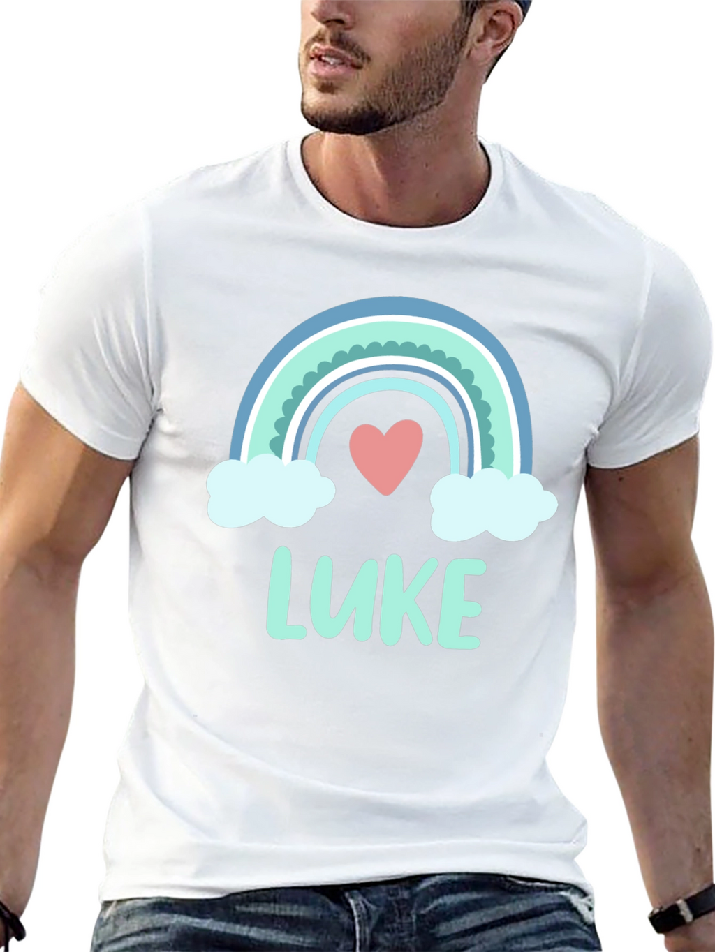 Rainbow Luke Heart Graphic Tee - Trendy Casual Shirt