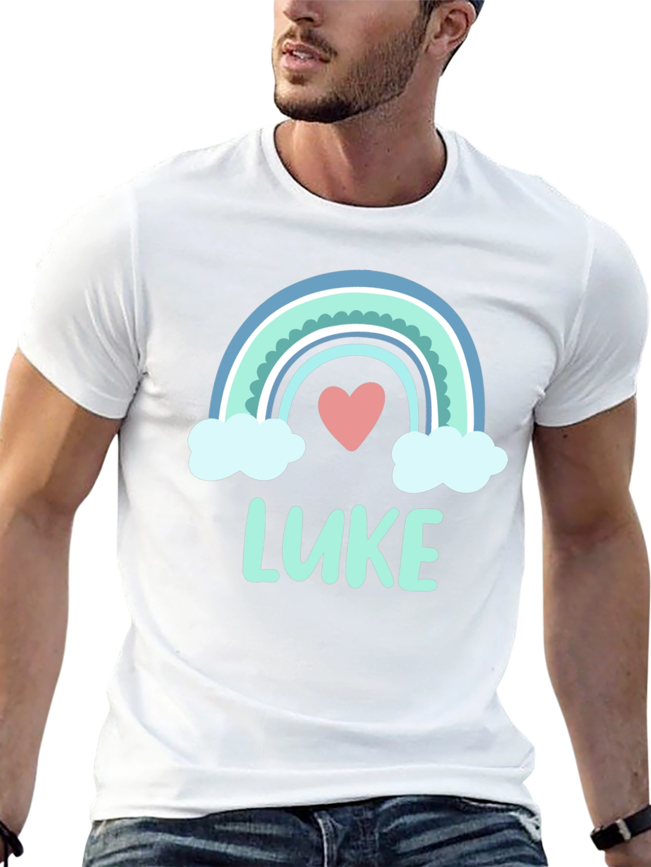 Rainbow Luke Heart Graphic Tee - Trendy Casual Shirt