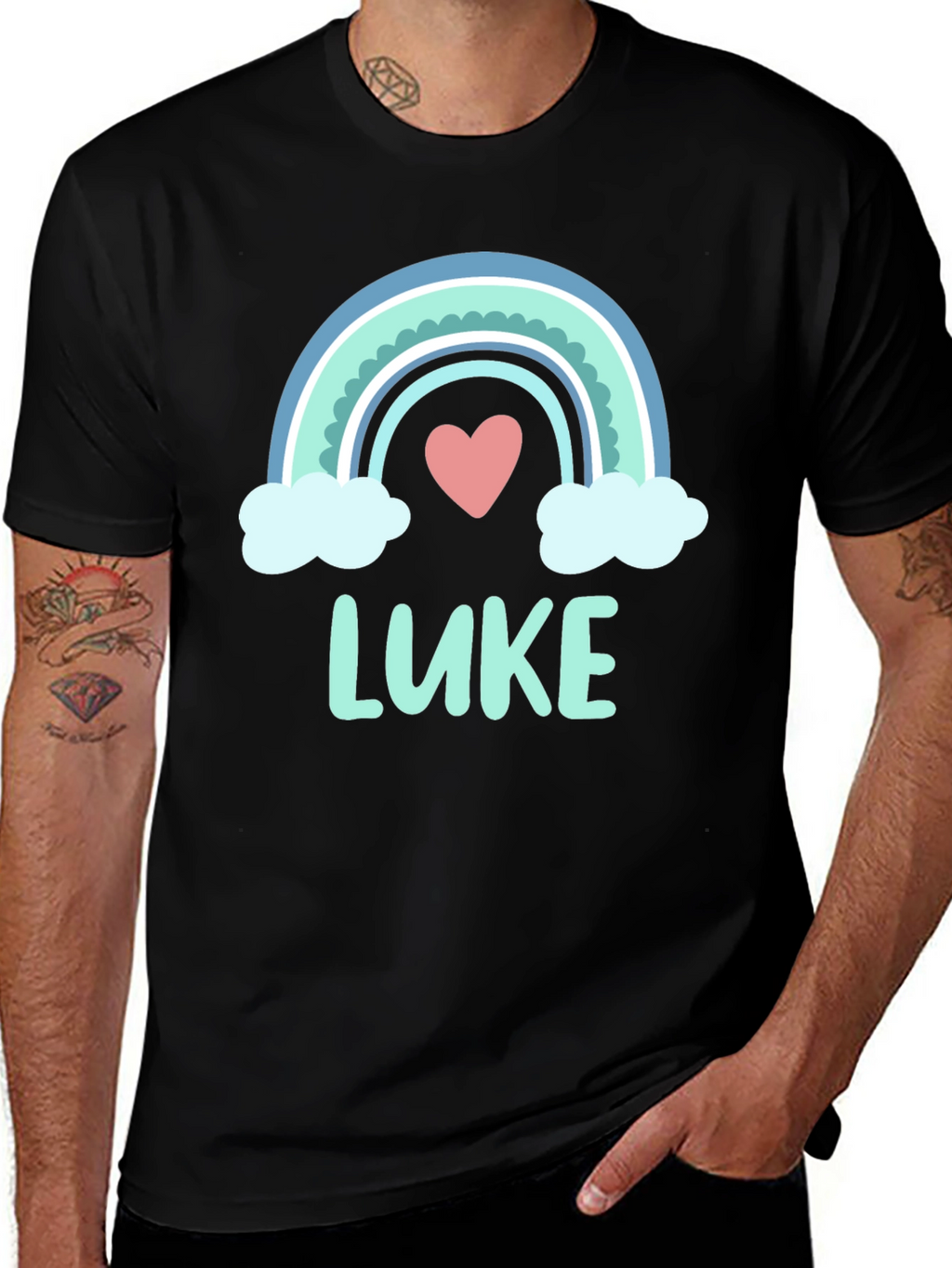 Rainbow Luke Heart Graphic Tee - Trendy Casual Shirt