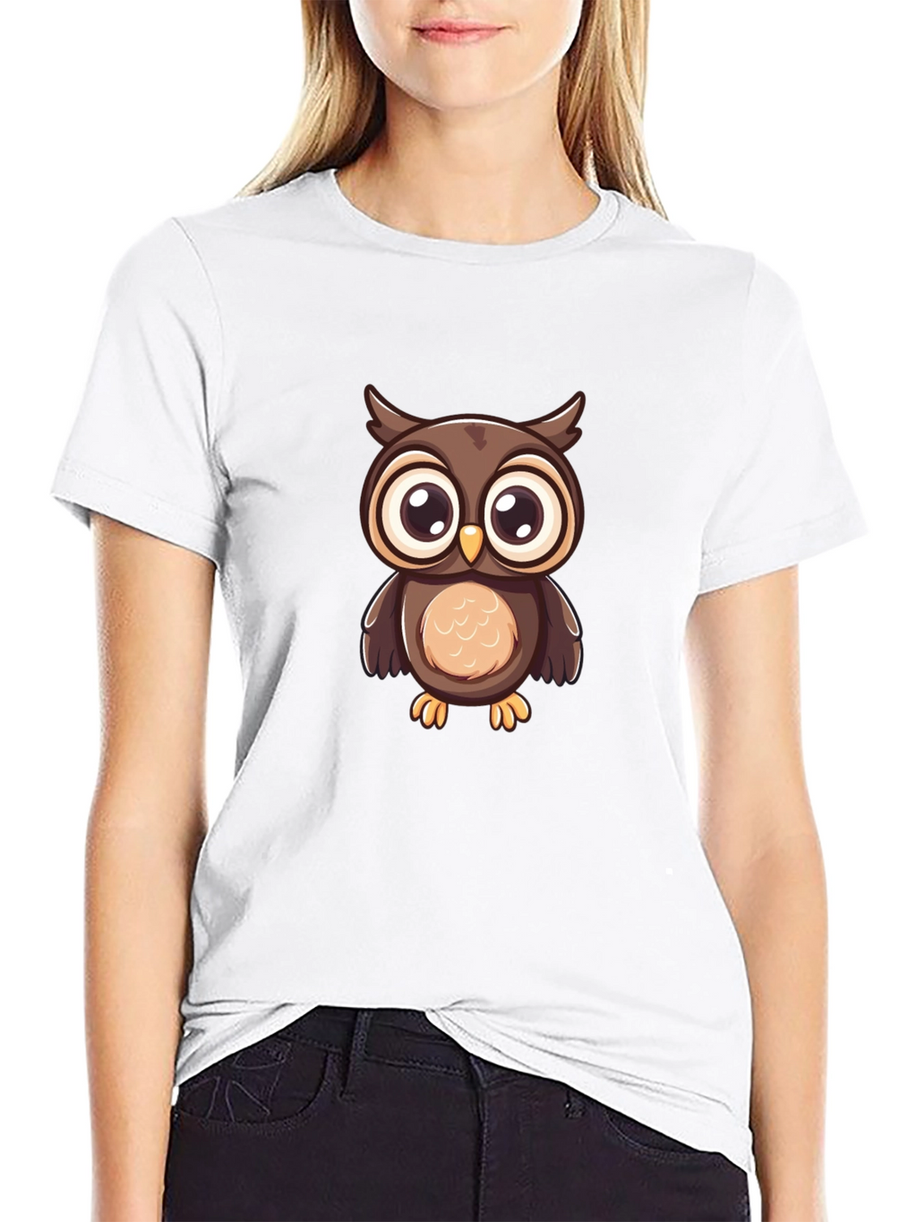 Owl Graphic Print Black T-Shirt