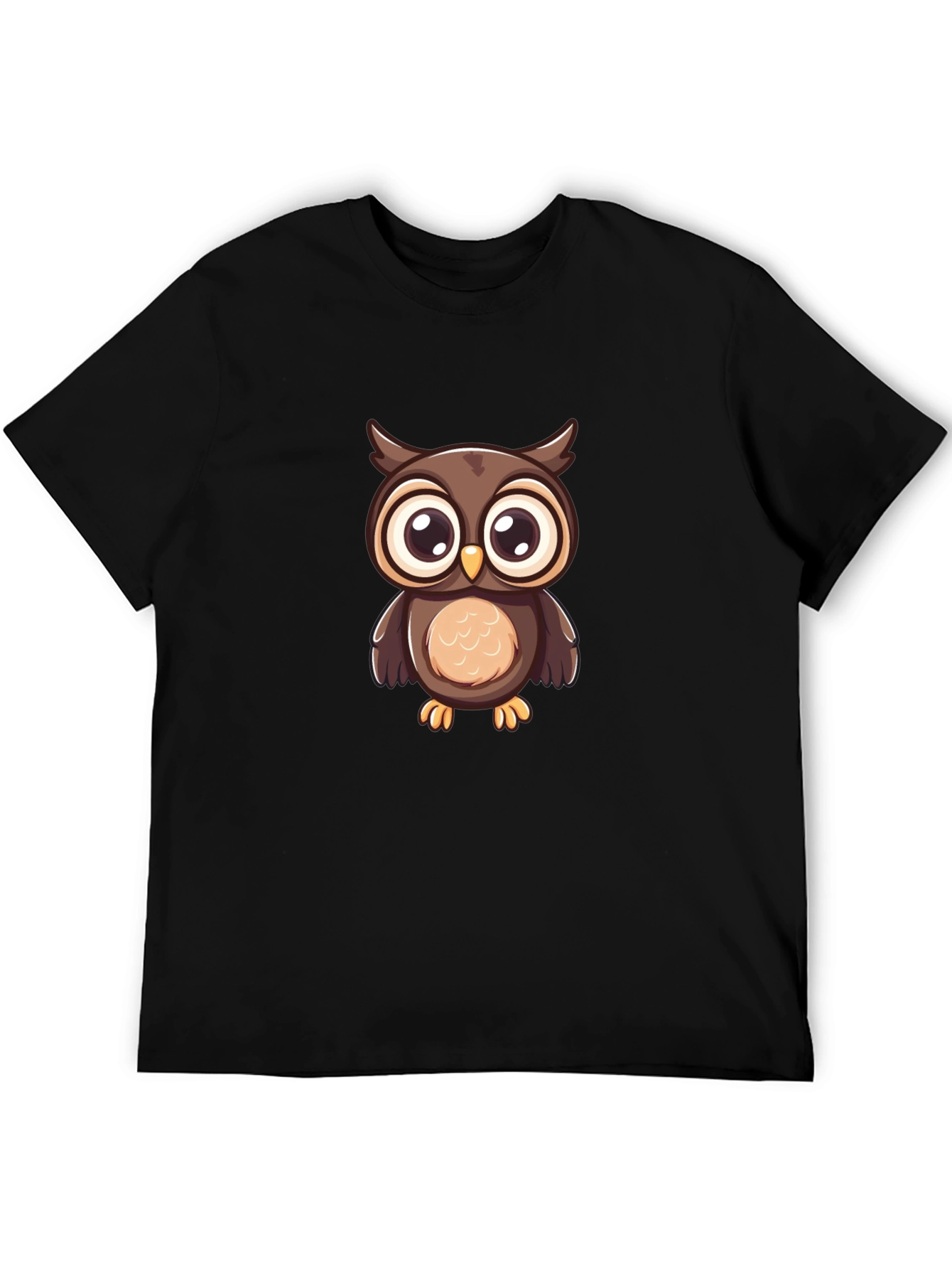 Owl Graphic Print Black T-Shirt