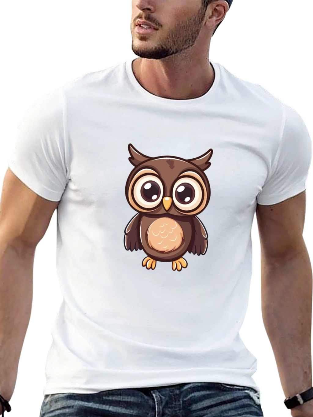 Owl Graphic Print Black T-Shirt