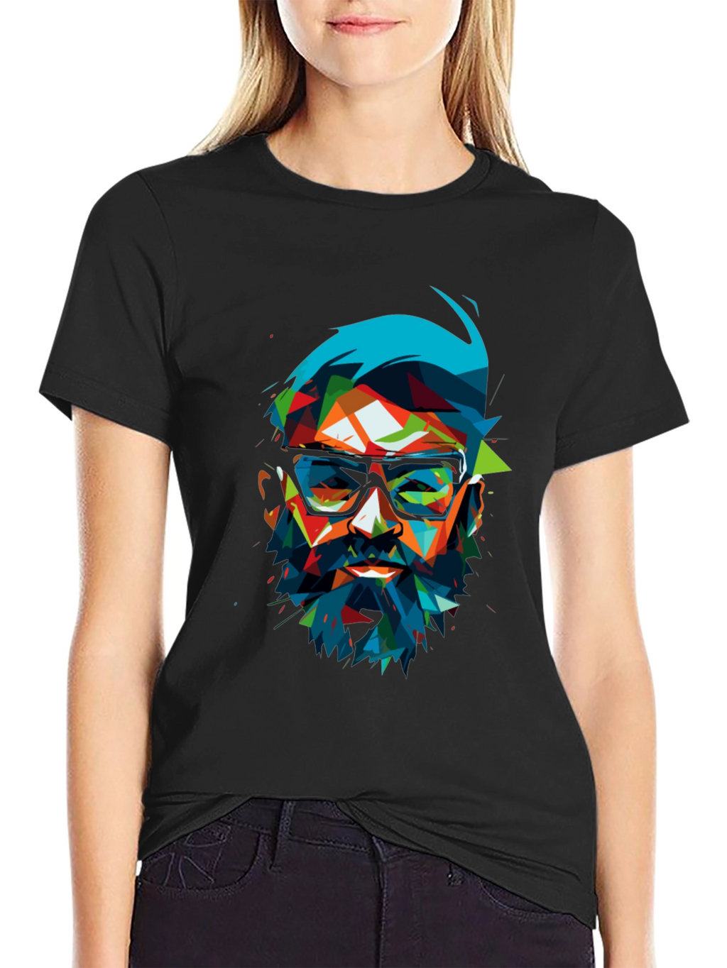 Geometric Beard T-Shirt - Abstract Pop Art Design