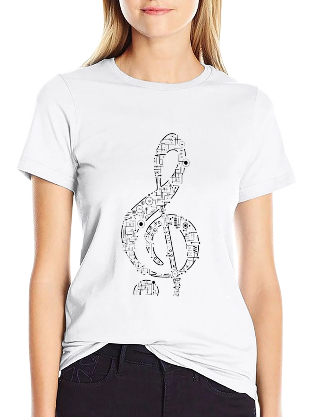 Abstract Treble Clef Black T-Shirt