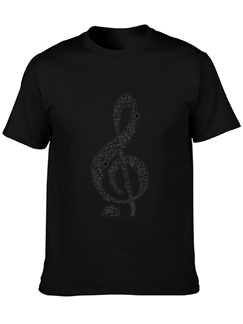 Abstract Treble Clef Black T-Shirt