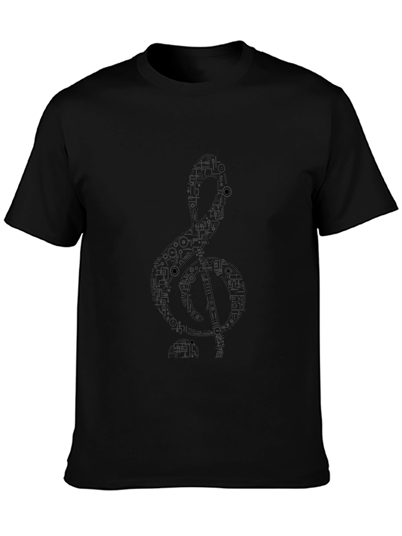 Abstract Treble Clef Black T-Shirt