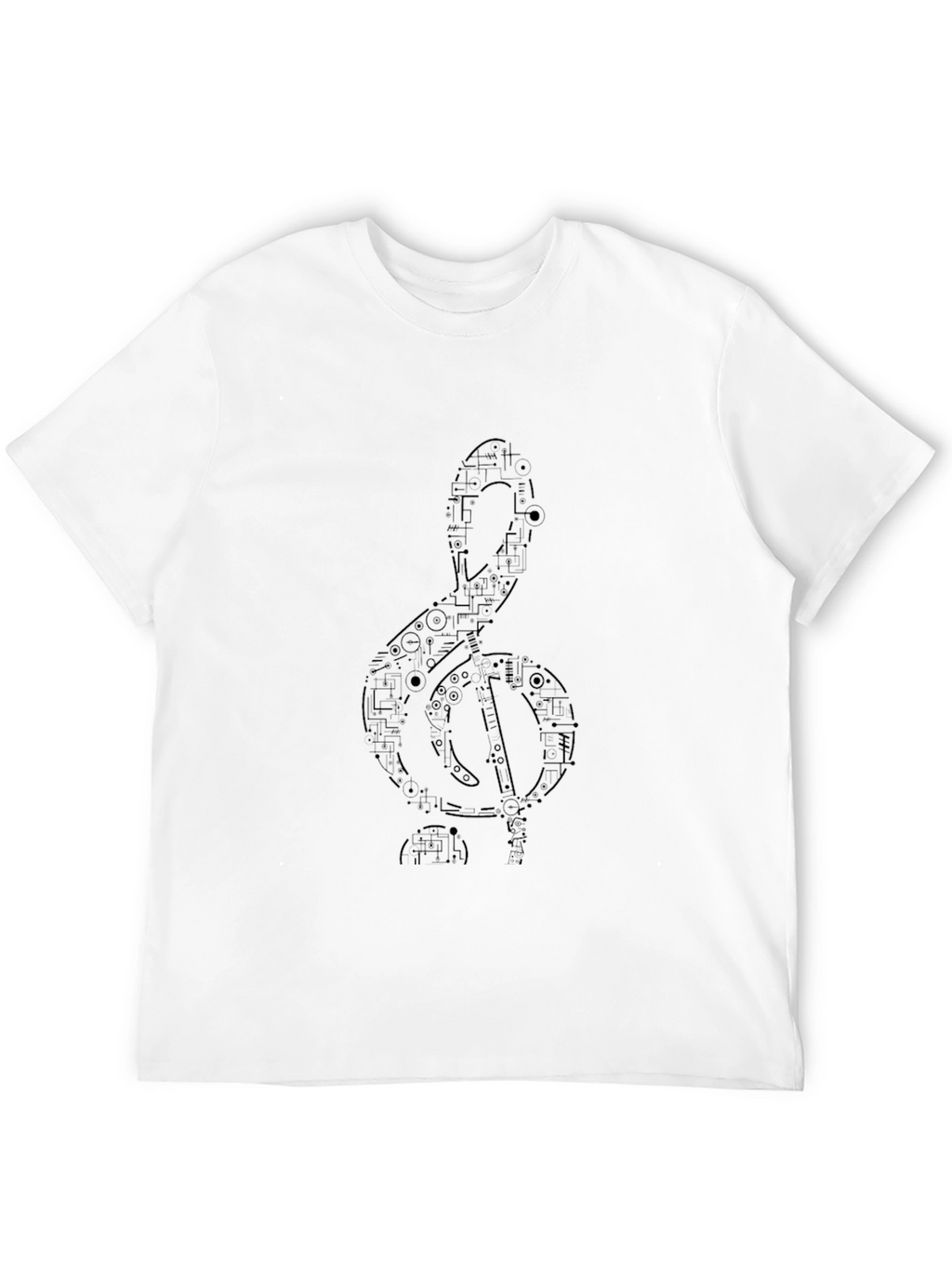 Abstract Treble Clef Black T-Shirt