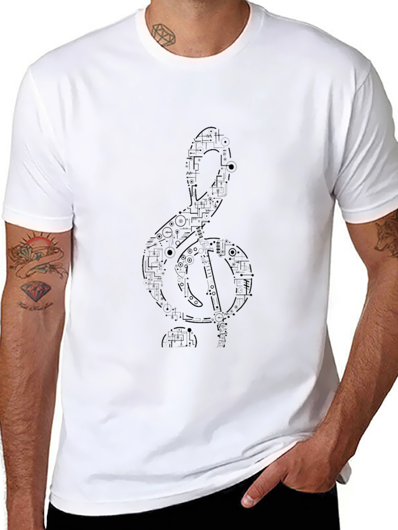 Abstract Treble Clef Black T-Shirt