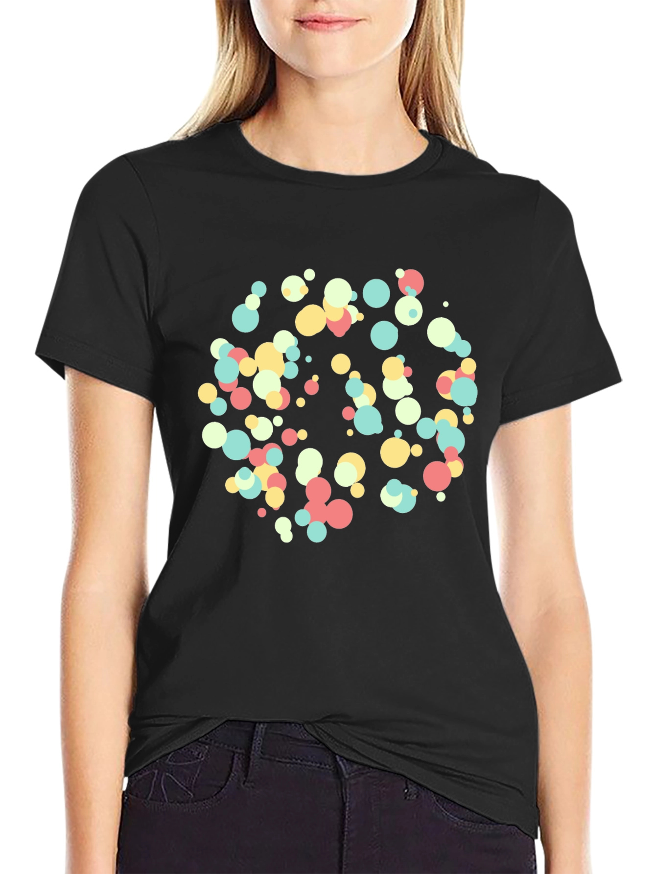 Colorful Circles Graphic Black T-Shirt