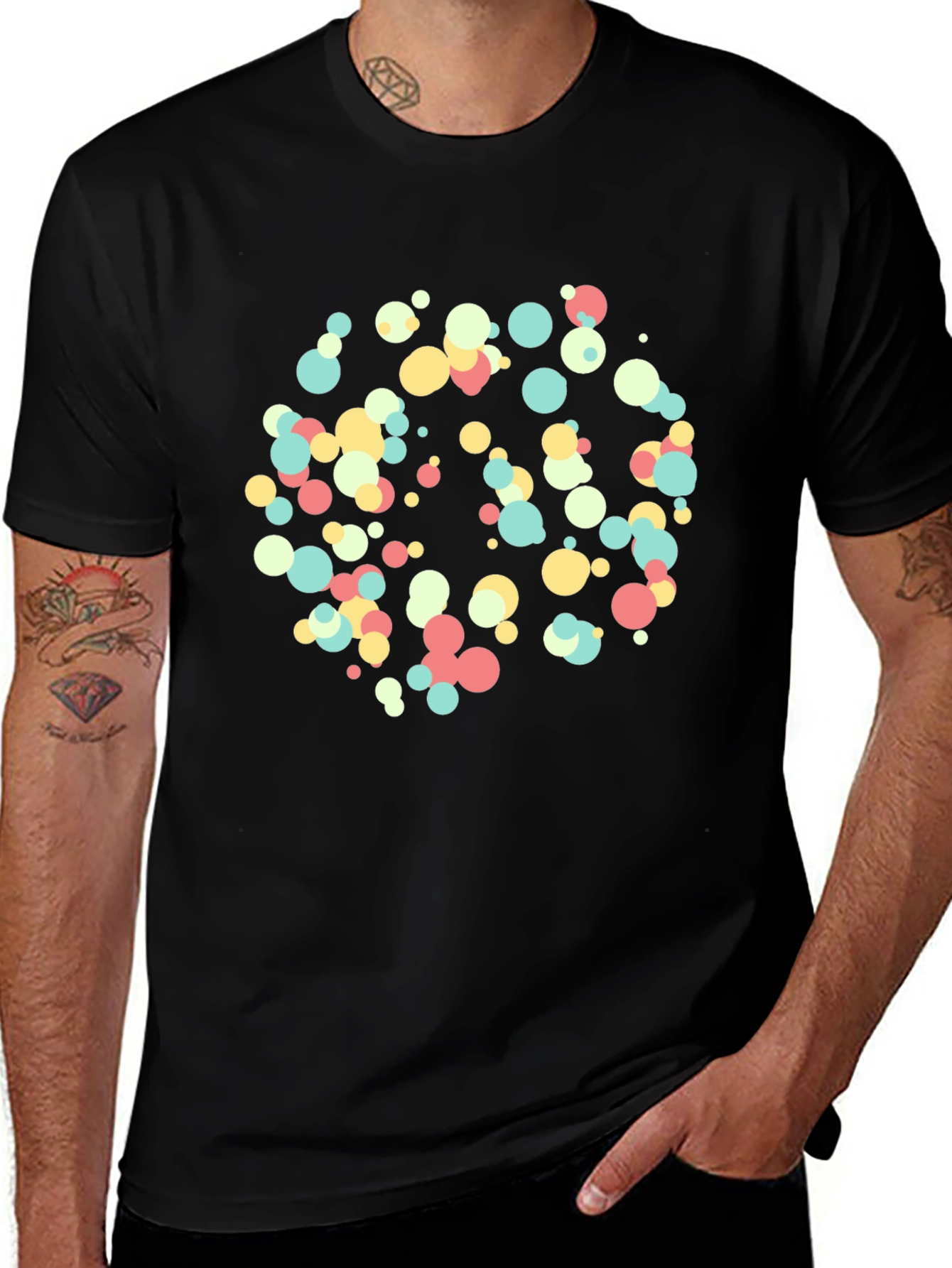Colorful Circles Graphic Black T-Shirt