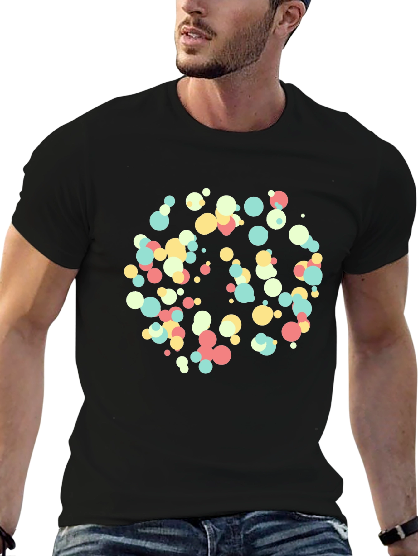 Colorful Circles Graphic Black T-Shirt