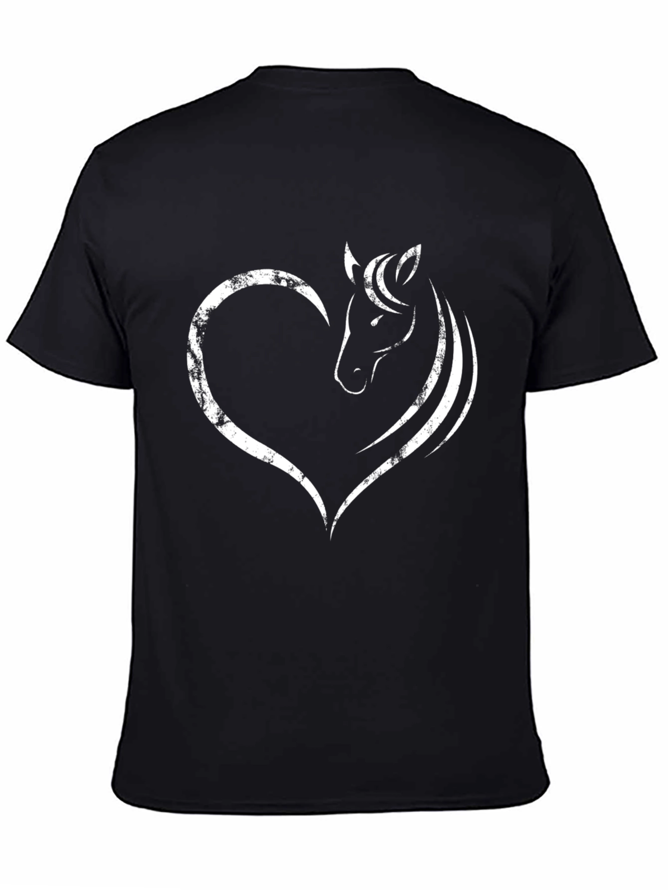 Heart Horse Graphic Tee - Stylish Black T-Shirt
