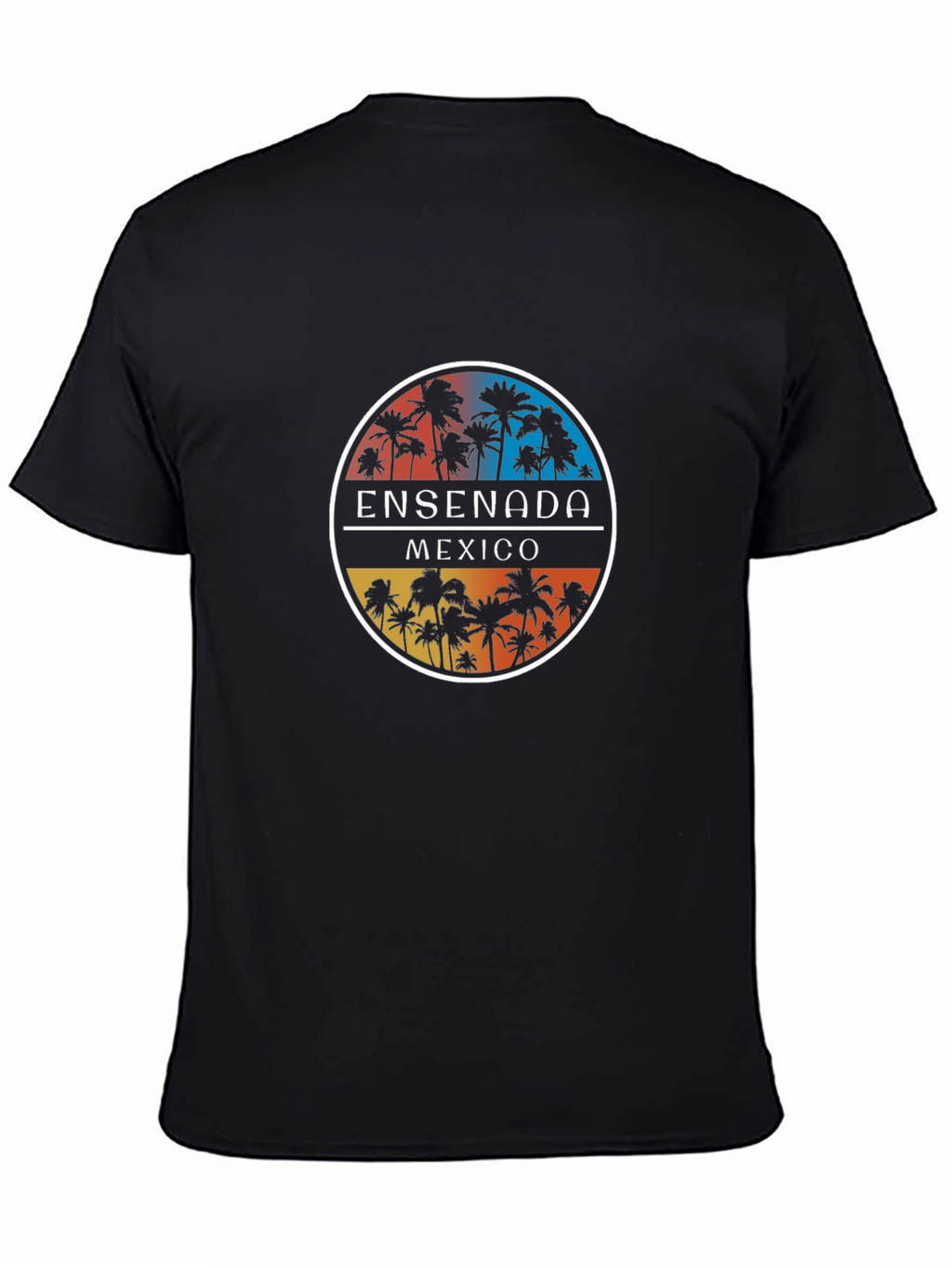 Ensenada Mexico Palm Tree Graphic Black T-Shirt