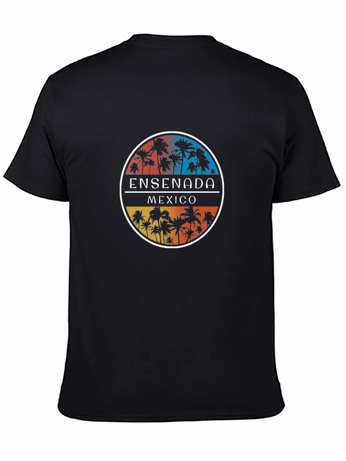 Ensenada Mexico Palm Tree Graphic Black T-Shirt