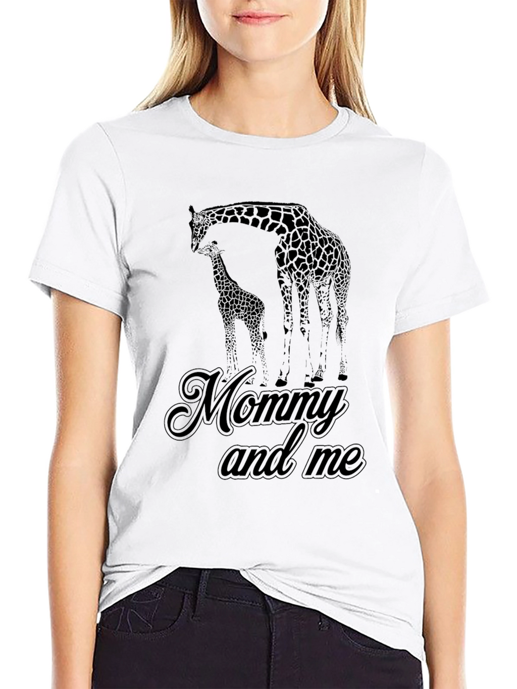 Mommy and Me Giraffe Black T-Shirt