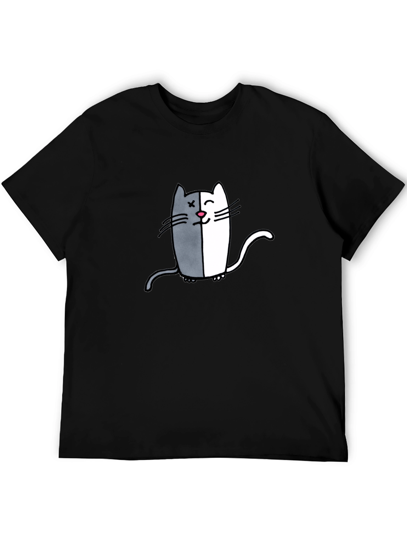 Two-Faced Cat Graphic Tee - Black