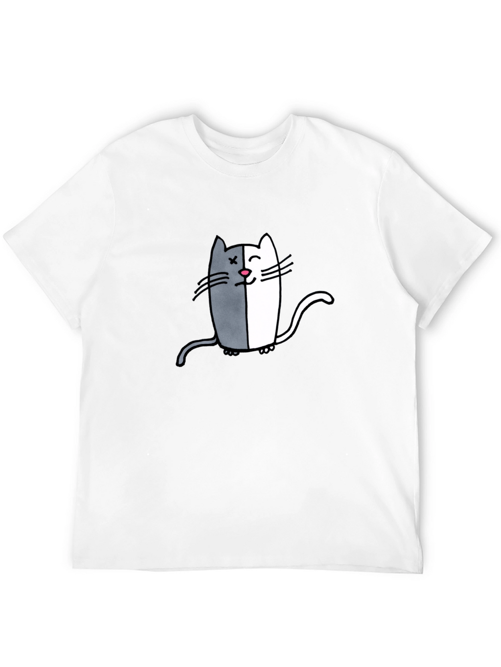 Two-Faced Cat Graphic Tee - Black