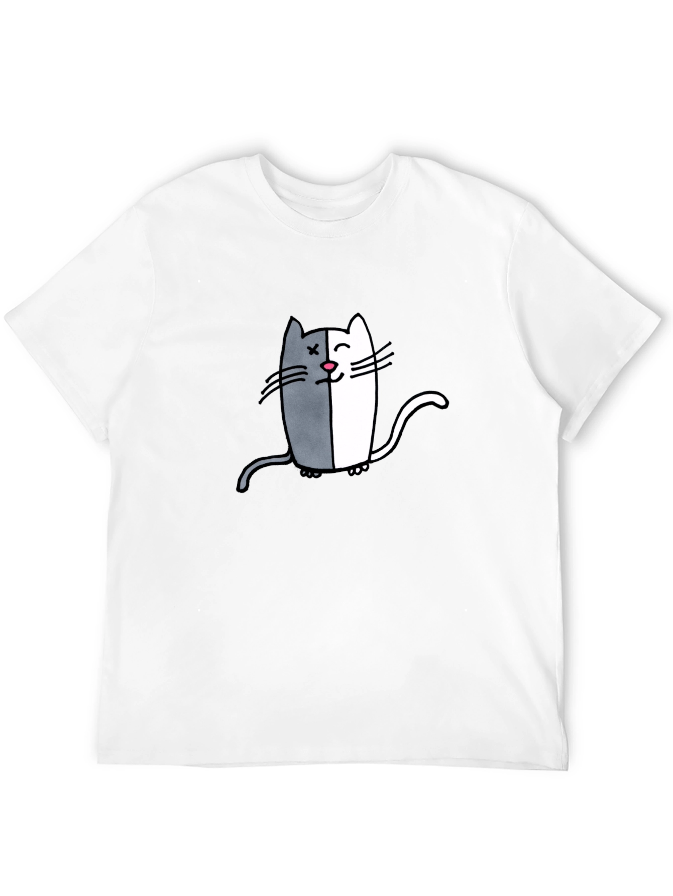 Two-Faced Cat Graphic Tee - Black