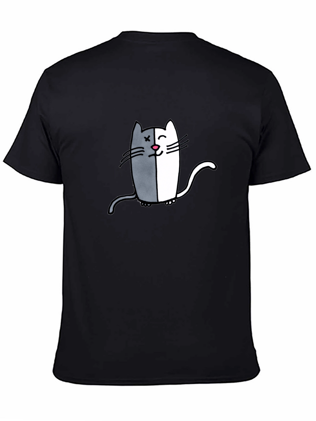 Two-Faced Cat Graphic Tee - Black