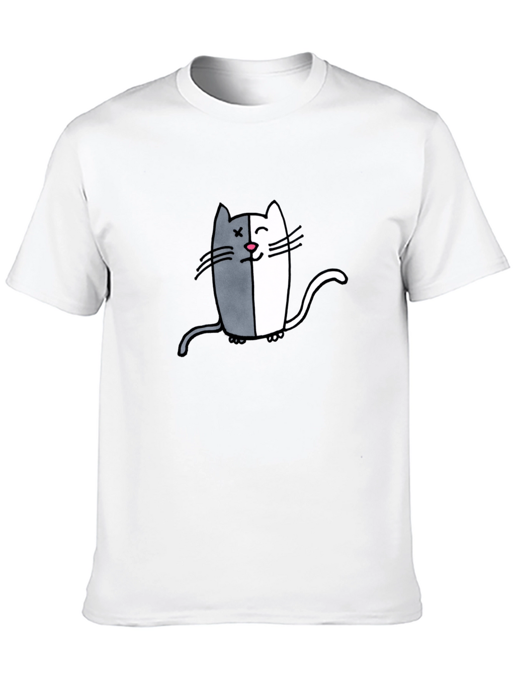 Two-Faced Cat Graphic Tee - Black