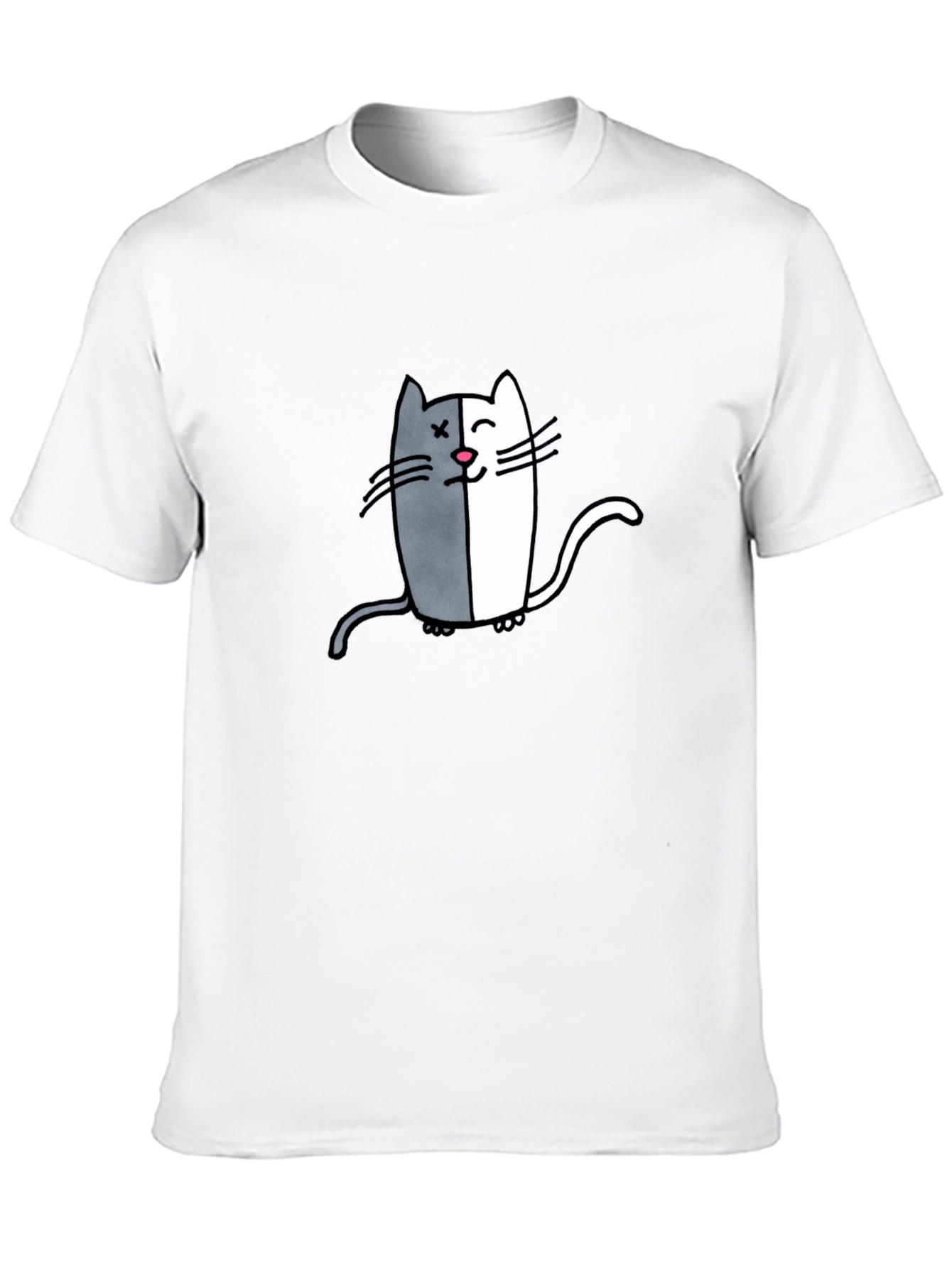 Two-Faced Cat Graphic Tee - Black