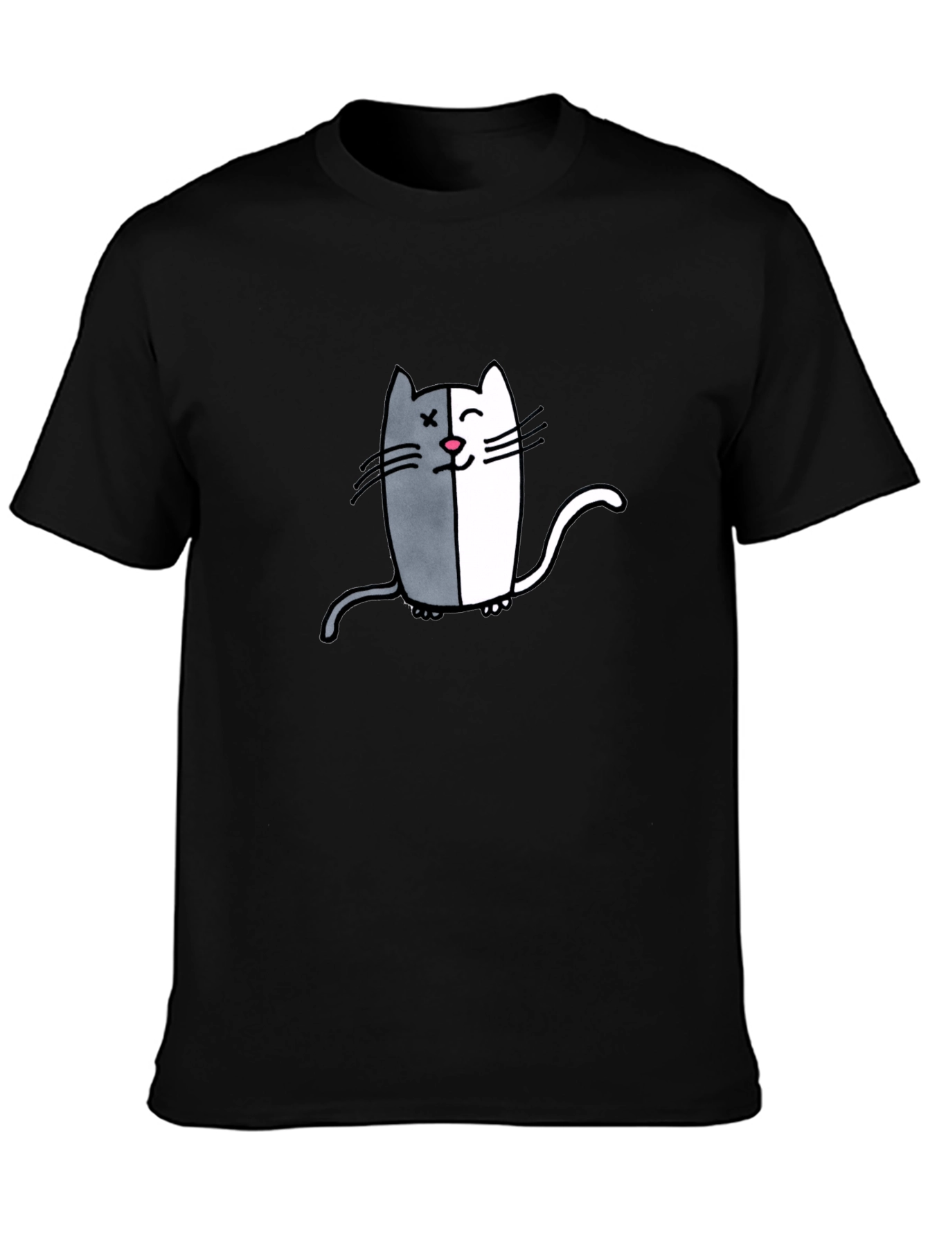 Two-Faced Cat Graphic Tee - Black