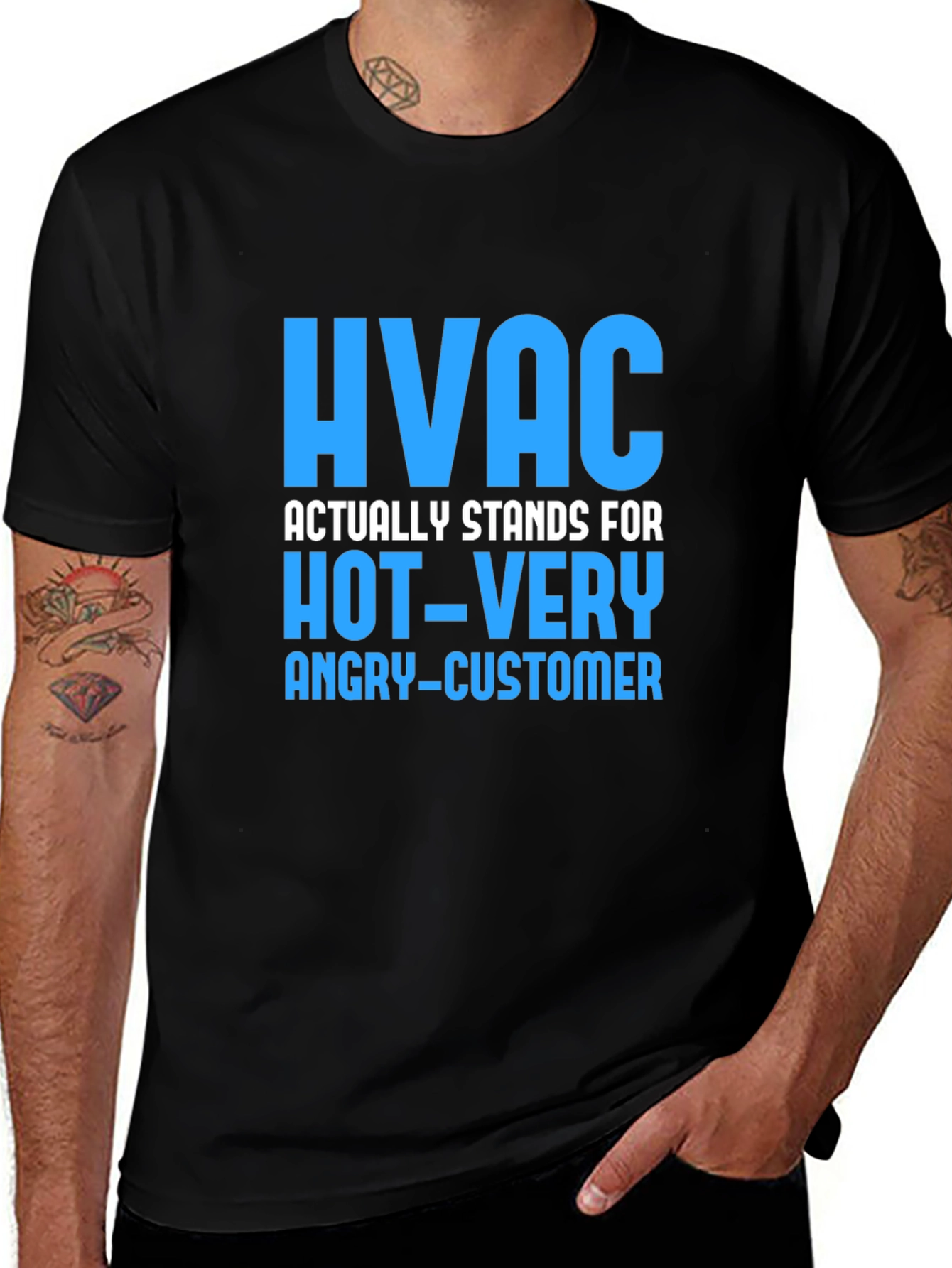 HVAC Hot Very Angry Customer Funny Black T-Shirt