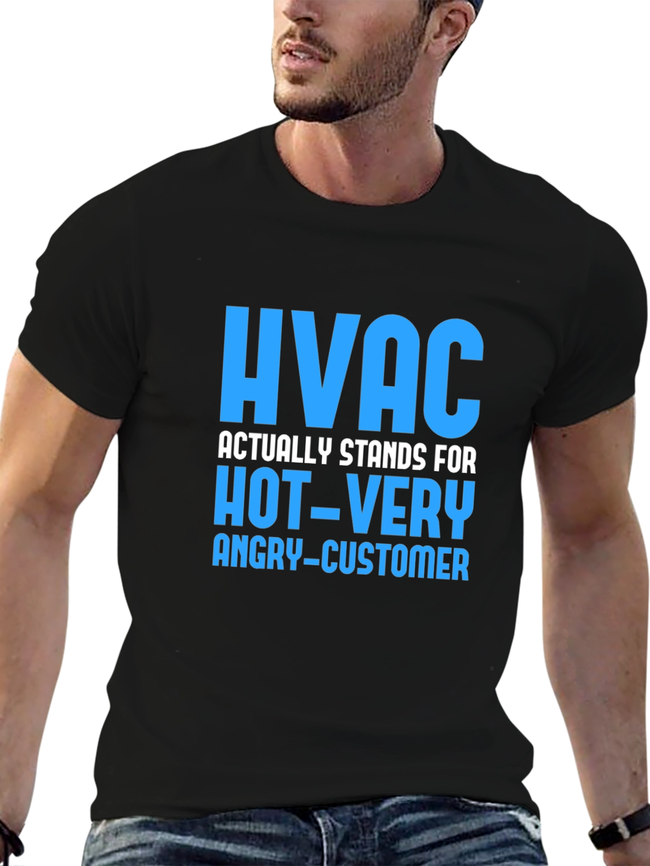 HVAC Hot Very Angry Customer Funny Black T-Shirt