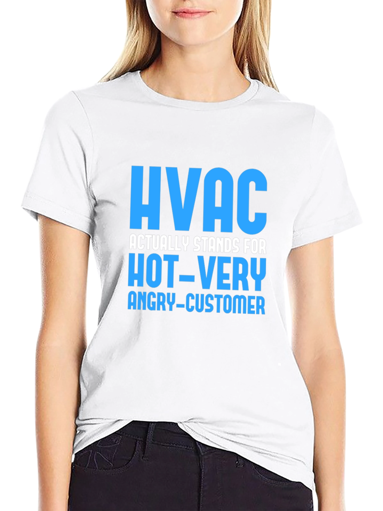 HVAC Hot Very Angry Customer Funny Black T-Shirt