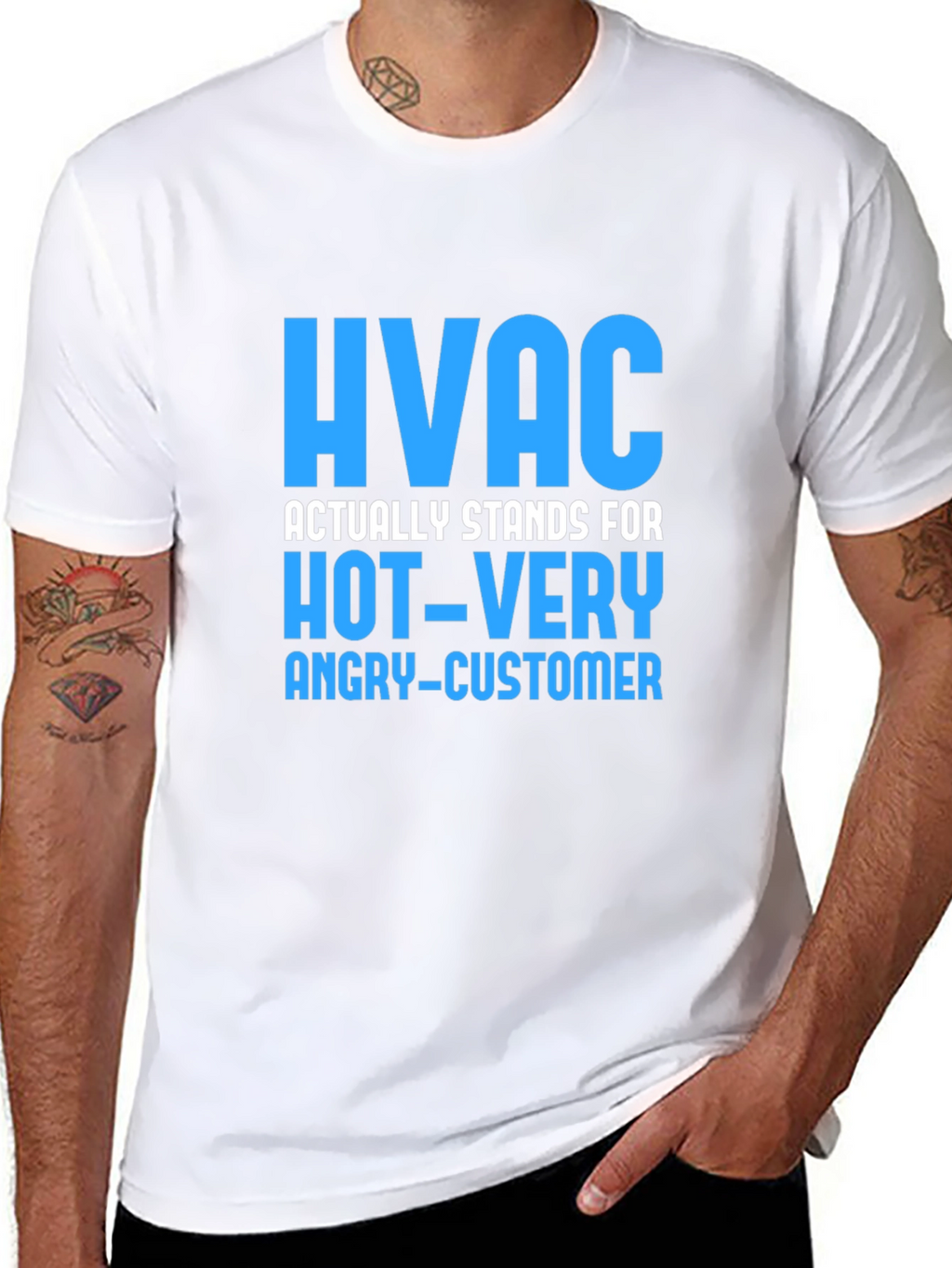 HVAC Hot Very Angry Customer Funny Black T-Shirt