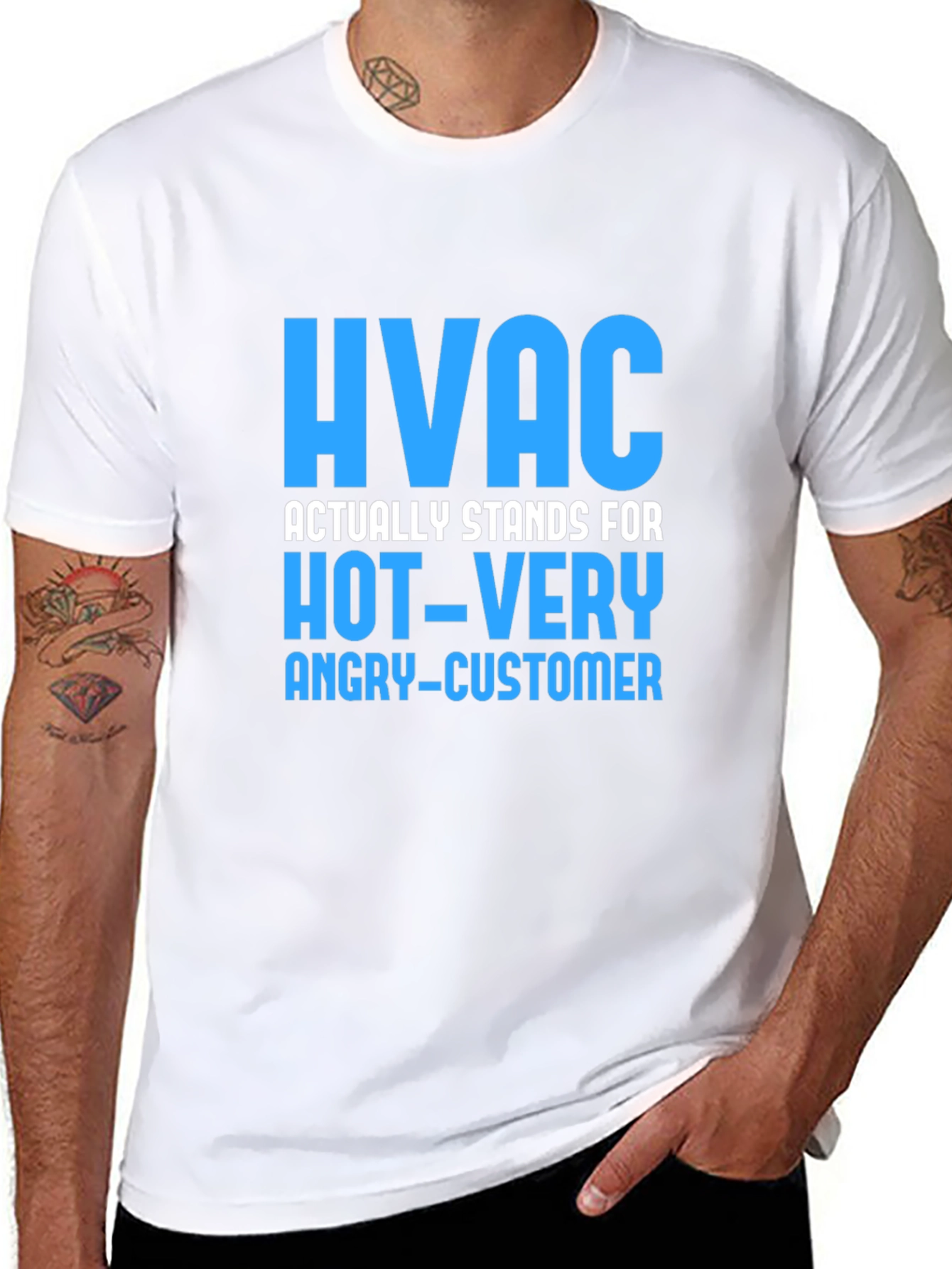 HVAC Hot Very Angry Customer Funny Black T-Shirt