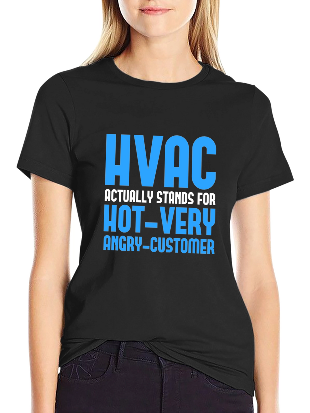 HVAC Hot Very Angry Customer Funny Black T-Shirt